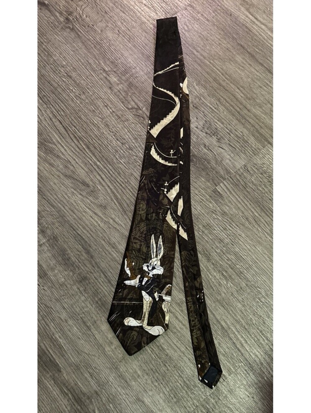 Simon Men’s Neck Tie Brown/Beige Bugs Bunny Warner Bros. Vintage Collectible